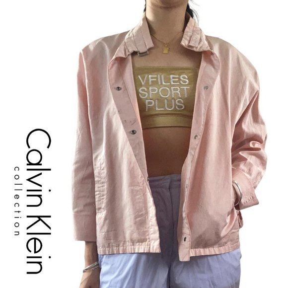 calvin klein collection boxy pastel pink light silk jacket size S-M - Picture 1 of 3